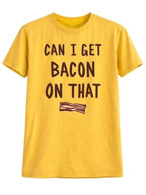 The Children’s Place Boys XXL 16 Funny Bacon Graphic Tee Yellow Short Sleeve